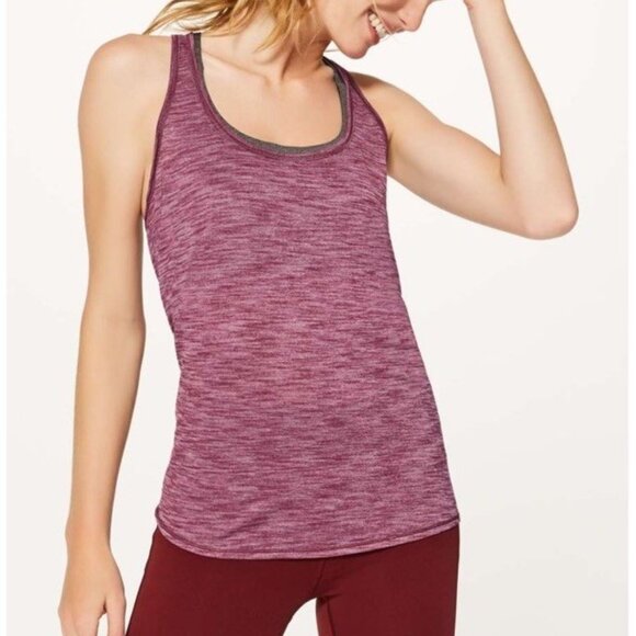 Lululemon Our Sport Tank Top Heathered Deep Luxe Logo Athletic Size 6 Racerback - Picture 3 of 12